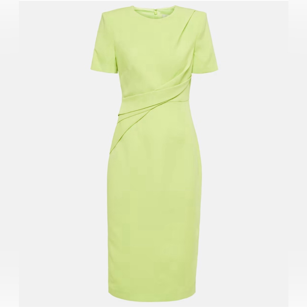 ROLAND MOURET Gathered wool and silk midi dress